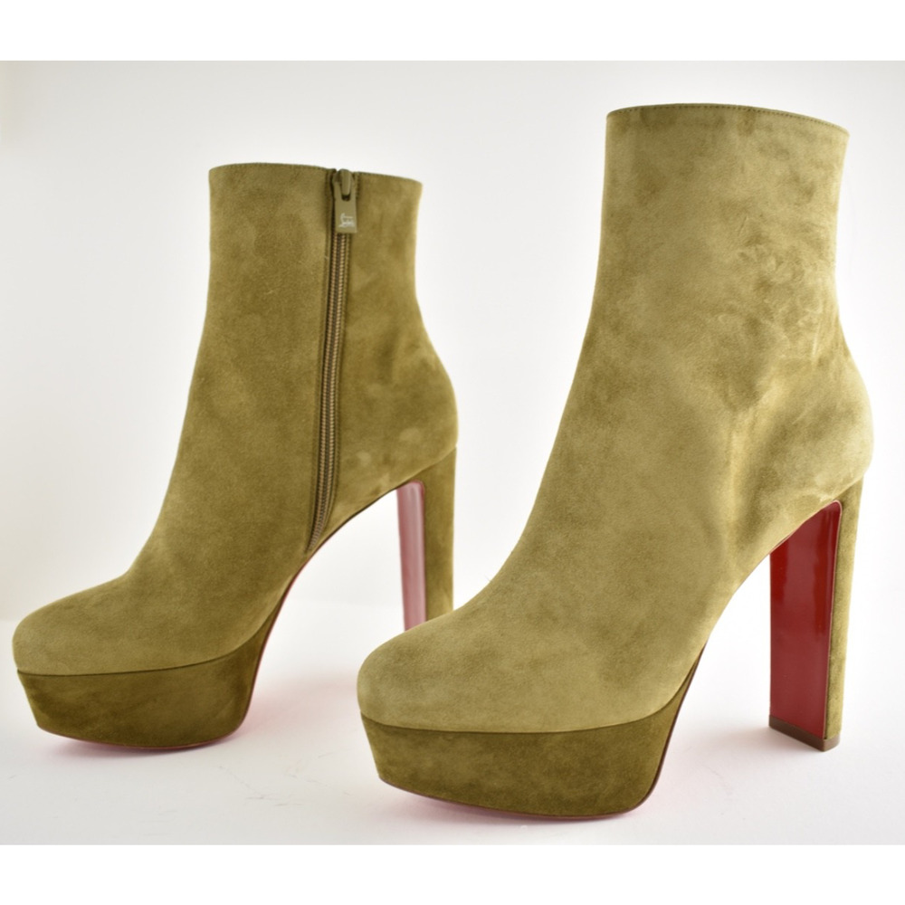 Christian Louboutin Loo Booty 130 Bronzo Brown Platform Heel Ankle Boot 38.5 - Picture 14 of 16